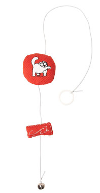 Karlie-Flamingo Hračka pro kočky - Simon´s Cat červený oválný polštářek na provázku Kráva 6x6x2cm