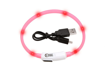 Karlie-Flamingo LED světelný obojek pro kočky růžový obvod 20-35cm