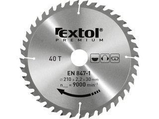 EXTOL PREMIUM pilový kotouč s SK plátky, 125x1,3x22,2mm, 40T, šířka SK plátků 2,6mm