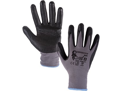 Povrstvené rukavice NAPA, šedo-černé, vel. 08