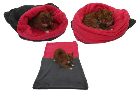 Marysa pelíšek 3v1 pro kočky, šedý/tmavě růžový, velikost XL