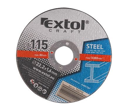 kotouče řezné na kov, 5ks, 115x1,6x22,2mm, EXTOL CRAFT