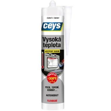 silikon acetátový 280ml ČER (+300°C) CEYS