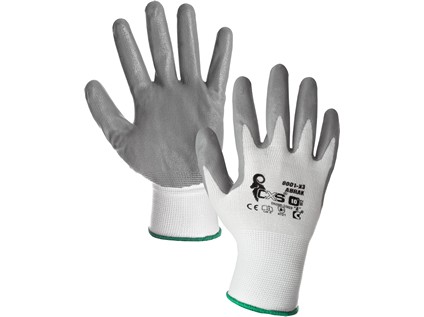 Povrstvené rukavice ABRAK, bílo-šedé, vel. 11