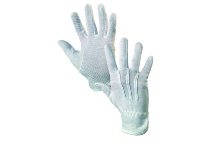 Textilní rukavice MAWA, s PVC terčíky, bílé, vel. 09