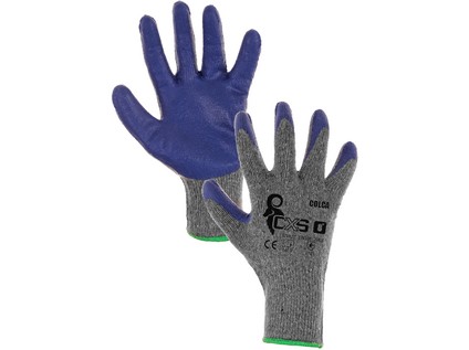 Povrstvené rukavice COLCA, šedo-modré, vel. 10