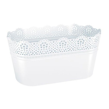 PROSPERPLAST LACE truhlík s krajkou 28,5 x 13,5 cm, bílá DLAC285