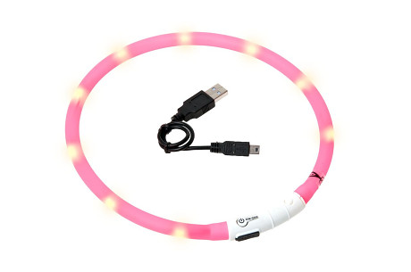 Karlie-Flamingo LED světelný obojek růžový obvod 20-75cm