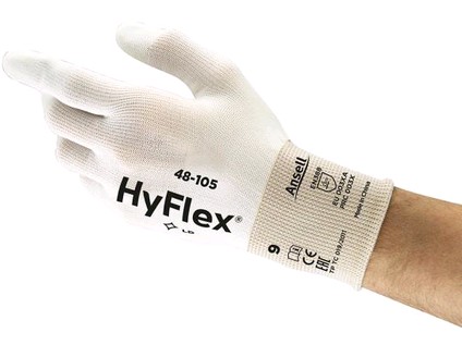 Povrstvené rukavice ANSELL HYFLEX 48-105, bílé, vel. 8
