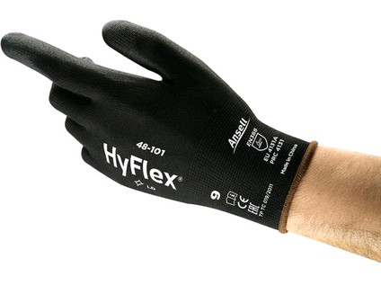 Povrstvené rukavice ANSELL HYFLEX 48-101, černé, vel. 09