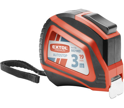 EXTOL PREMIUM svinovací, 3m, 3m, š. pásku 19mm