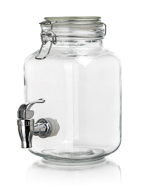 láhev 2200ml skleněná s kohoutkem, kov.víčko