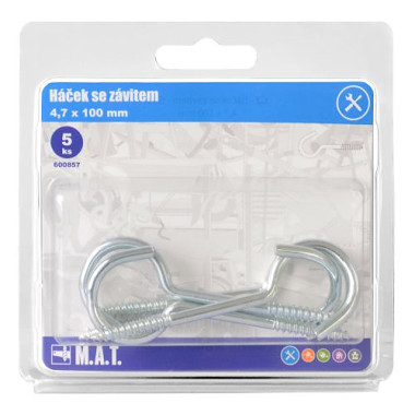 háček se závitem 100x4,7mm Zn (5ks)