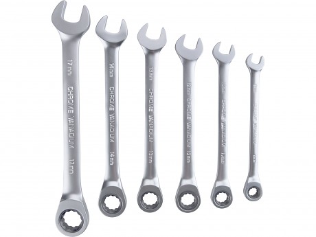 Klíče ráčnové očkoploché, sada 6ks, 8-17mm, industrial