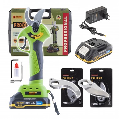 Sada aku nůžky na větve Procraft ES28Li + 2x náhradní čepele  SES28LI/Blades