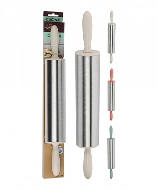 váleček na těsto obouruč.44x6cm, nerez/PH rukojeť mix barev