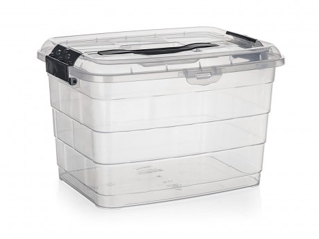 box úložný VILARD 14l,36x26x23,5cm,víko,klip,madlo,PH KOUŘ/TRA