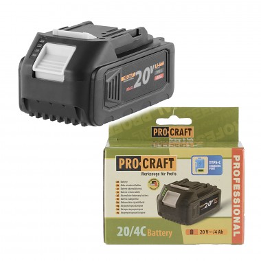Baterie akumulátorová 20V Li-ion, 4000mAh Procraft 20/4C  20/4C