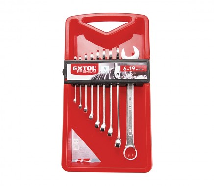 klíče očkoploché, sada 9ks, 6-19mm, EXTOL PREMIUM