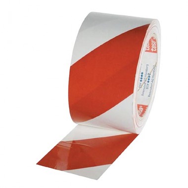 Tesa Vyznačovací páska PVC pro trvalé značení červeno-bílé šrafování 33 m x 50 mm