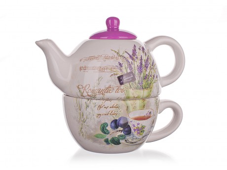 konvička 360ml + šálek 330ml LAVENDER keramika