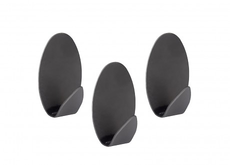 háček samolepicí ovál ocel ČER (3ks)