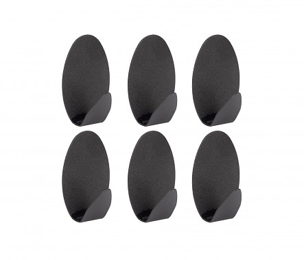 háček samolepicí ovál ocel ČER (6ks)