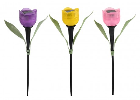 lampa solární pr. 4,8cm, v.30,5cm, 1LED, TULIPÁN, PH mix barev