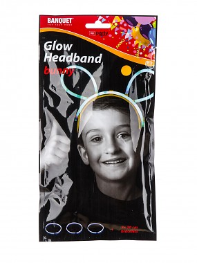 čelenka uši + 3 náramky 20cm, svítící, MY PARTY