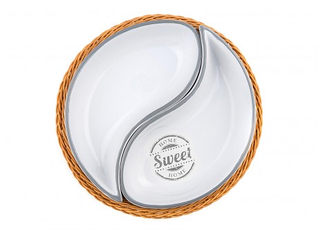 miska sada 2díl. pr.20,5cm SWEET HOME, v košíku, keramika/proutí