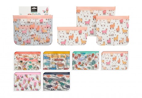 sáček se zipem DĚTSKÝ sada 3díl. mix dekorů