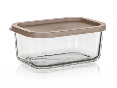 dóza WAVE obdél. 0,7l 16x11x7cm skl.+PH víčko LATTE