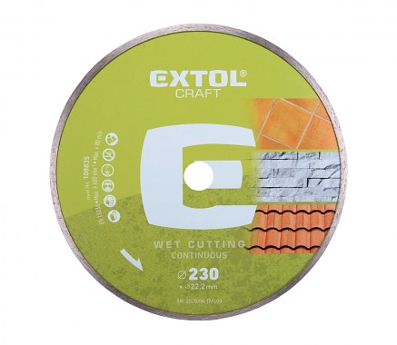 kotouč diamantový řezný celoobvodový - mokré řezání, 230x22,2mm, EXTOL CRAFT