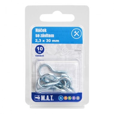 háček se závitem  30x2,3mm Zn (10ks)