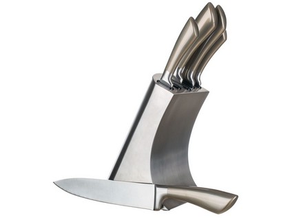 nůž METALLIC Platinum nerez sada 5díl. + stojan nerez