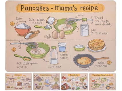 prostírání PH RECEPT 43,5x28,5cm 4 dekory, mix