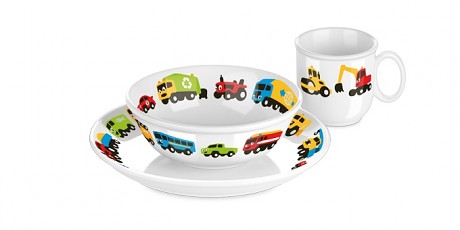 Jídelní souprava BAMBINI, autíčka, 3 ks