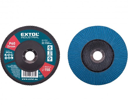 kotouč lamelový šikmý zirkonový, P60, 150mm, ZIRKON, EXTOL PREMIUM