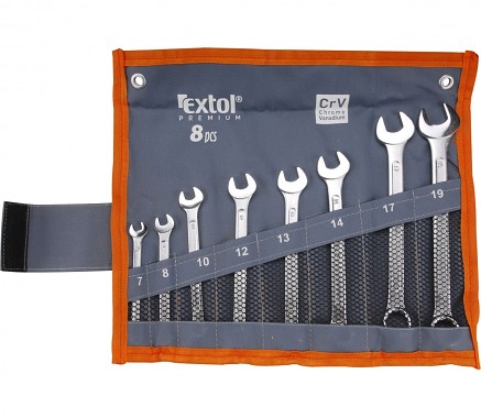klíče očkoploché, sada 8ks, 7-19mm, EXTOL PREMIUM