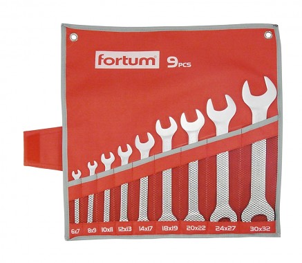 klíče ploché, sada 9ks, 6-32mm, FORTUM