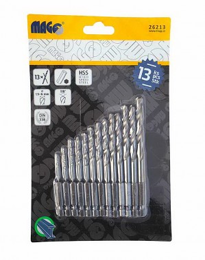 Vrtáky HSS univerz.,šestihr.úchyt 13ks (1,5-6,5)