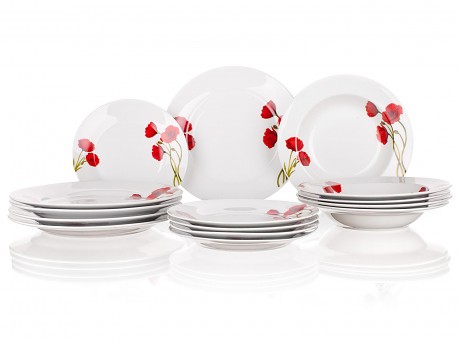 sada jídelní POPPY 18díl. porcelánová BÍ