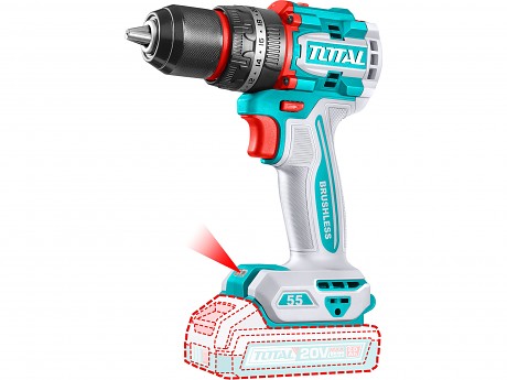Vrtací šroubovák aku s příklepem, 20V Li-ion, brushless, 2000mAh, industrial, bez baterie a nabíječ
