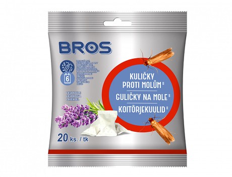 kuličky proti šatním molům levandulové (20ks) BROS