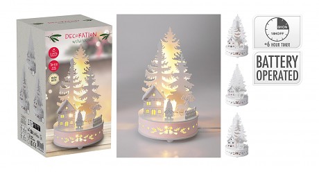 dekorace STROM LED 20cm dřev.BÍ,s časovačem, mix