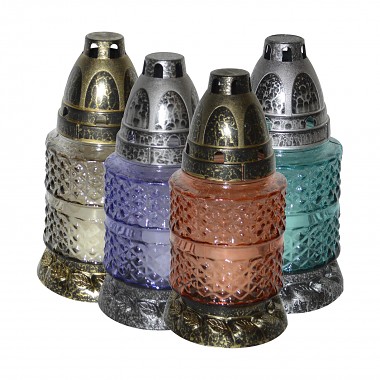 lampa hřbitovní sklo 17cm (30g) (hoří 9hod) paraf. mix barev