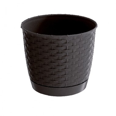 PROSPERPLAST - RATOLLA ROUND KVETINÁČ HNEDÝ s miskou 22 cm