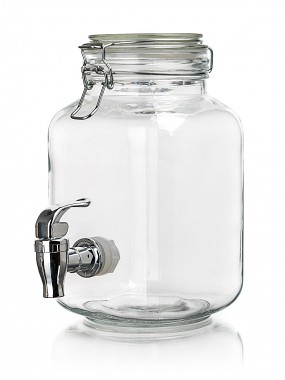 láhev 2200ml skleněná s kohoutkem, kov.víčko