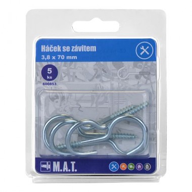 háčik so závitom 70x3,8mm Zn (5ks)